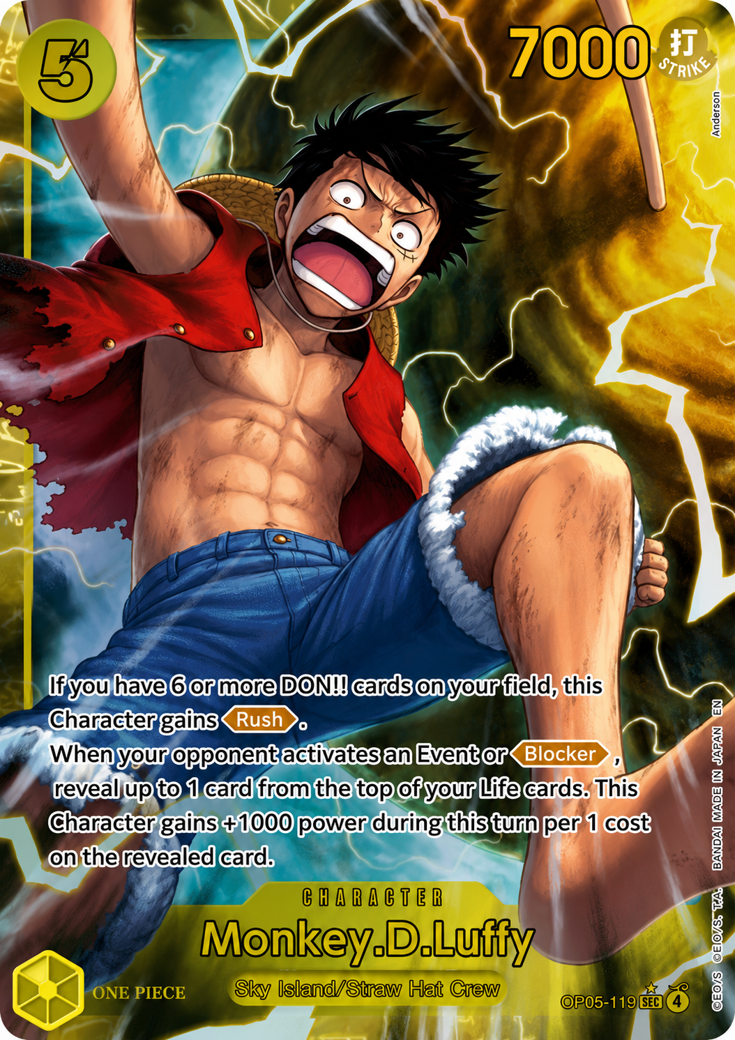 Monkey.D.Luffy OP15-119 Adventure on Kami's Island, rarity SEC