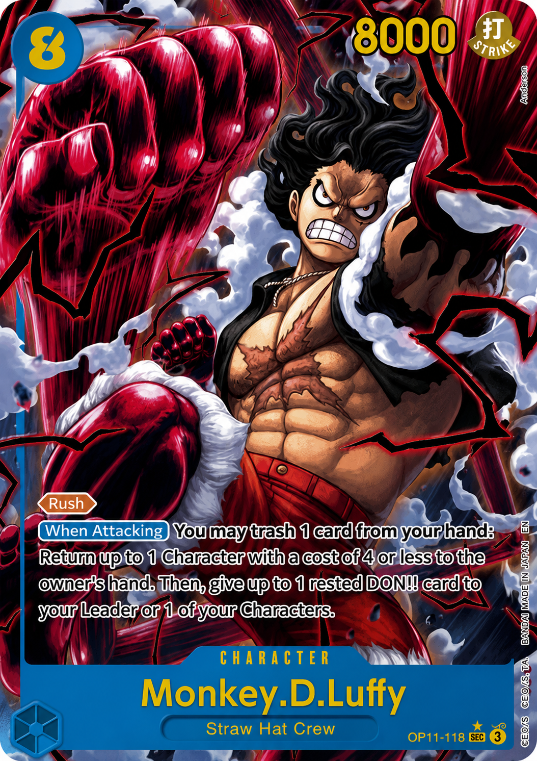 Monkey D. Luffy OP11-118 Alternate Art, rarity SEC